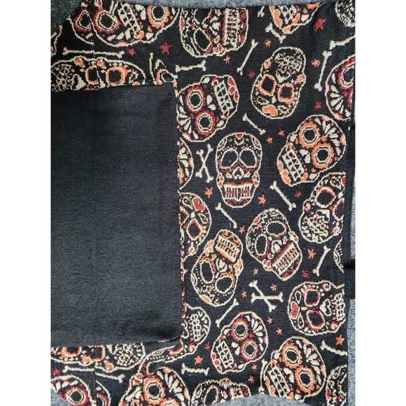 Rare Vintage Style Canvas Sugar Skull Calavera Tote Bag With Straps 23x18x9 - Picture 4 of 5
